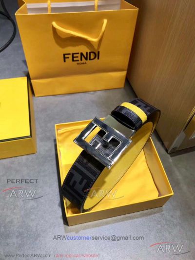 AAA Fake Fendi Reverisible Belt - Yellow And Black Leather 